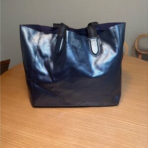 Coach Leather Tote Bag in Navy Blue - Women's Handbag